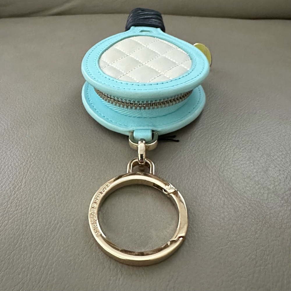 NEW KATE SPADE TENNIS RACKET COLLECTIBLE QUILT LEATHER COIN PURSE KEY BAG CHARM - Picture 7 of 9